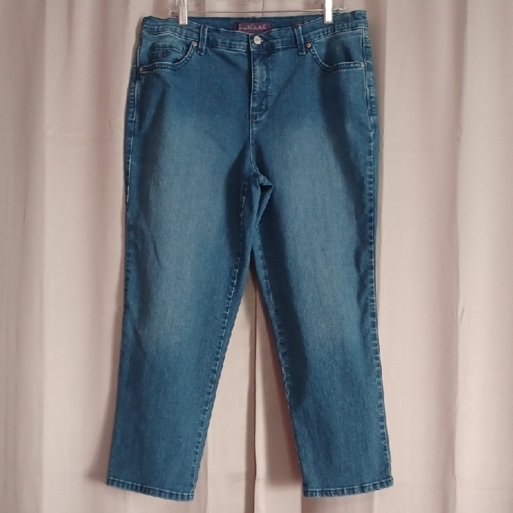 Gloria Vanderbilt Blue Amanda High Rise Straight Leg Jeans 16WS Stretch Like New